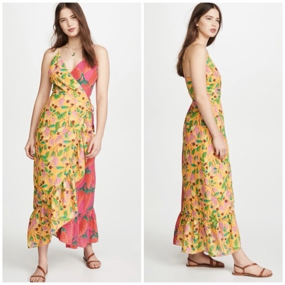 Farm Rio Garden Mix Maxi Wrap Floral Dress NWT - Picture 3 of 17